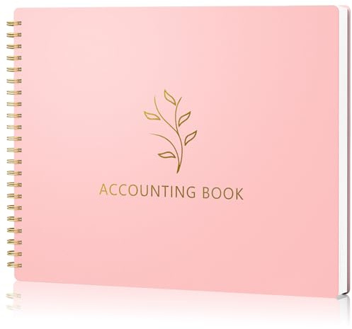 AKONEGE Accounting Ledger Book for Small Business Bookkeeping Personal Use, Horizontal Expense Tracker Notebook for Family Budget, Bookkeeping Record Book Money Expense Income Log Journal, Blush Pink