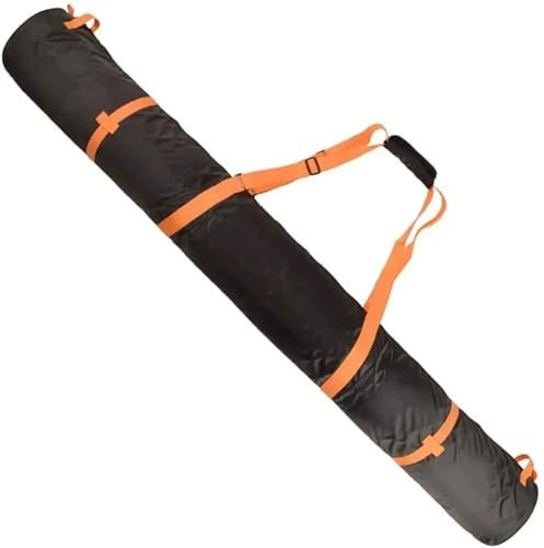 BUUNHI Skitasche Vollständig gepolsterte Einzel-Ski-Reisetasche mit doppellagiger, gepolsterter Ski-Softcase-Tasche und Snowboard-Aufbewahrungstasche Skisack(Orange 180cm)