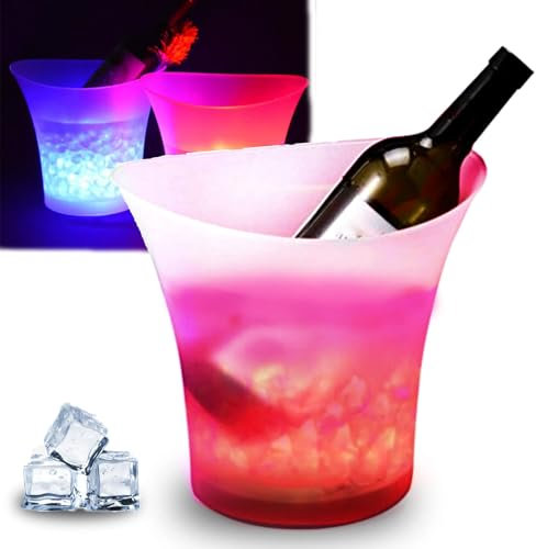 WhAeoy Seau à Glace à LED, Seau à Glace à bière Lumineux de 5 L, Seau à Boissons de Bar, Fond Amovible, avec lumière dégradée de 7 Couleurs, pour fête/Maison/Bar/Jardin,3pcs
