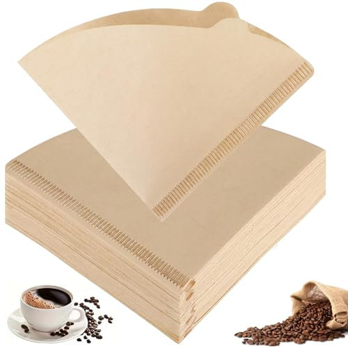 100pcs Coffee Filter Papers, Paper Coffee Filters Compatible with V60 Disposable Unbleached Filter Paper for Pour Over and Drip Coffee Maker for Coffee Dripper & Pour Over Coffee Maker (Wood Color)