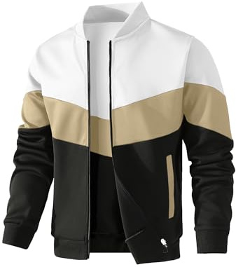 HYPESTFIT Herren Leichte Stretch Bomberjacke， Übergangsjacke Casual Farbblock