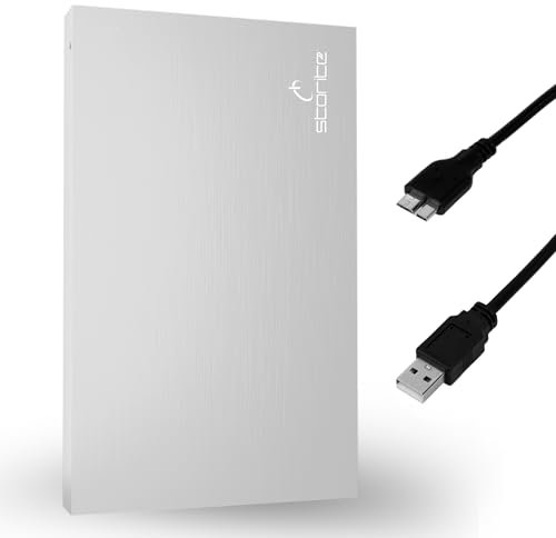Storite Disque Dur Externe Portable Ultra Fin 2,5 250Go avec USB 3.0, Transfert de données Rapide, Compatible avec Ordinateur Portable, PC, Mac, Windows, Console de Jeu – Argent