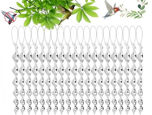 Abiyou 20PCS Spirale Réfléchissante, 30CM Répulsifs Réfléchissants, Barre Effaroucheur Oiseaux, Répulsif Oiseaux, Répulsifs Oiseaux Reflechissants, pour Balcon, Arbres Fruitiers, Potager, Maison
