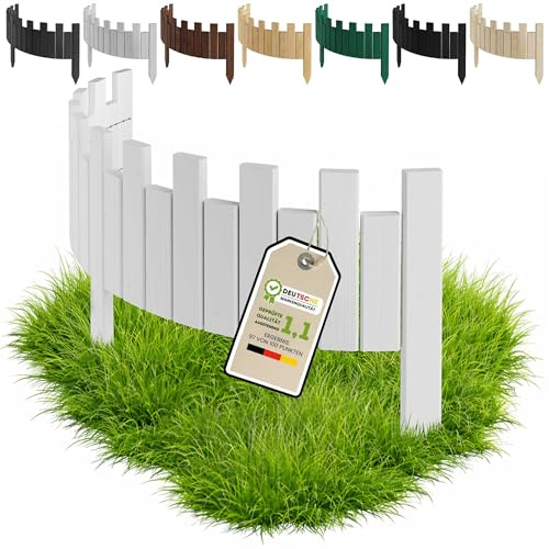 Floranica Beeteinfassung Rasenkante Holz 100 x 15 cm Weiß Rollzaun Holzzaun imprägniert Flexible Rollborder Palisade Gartenzaun Umzäunung für Garten