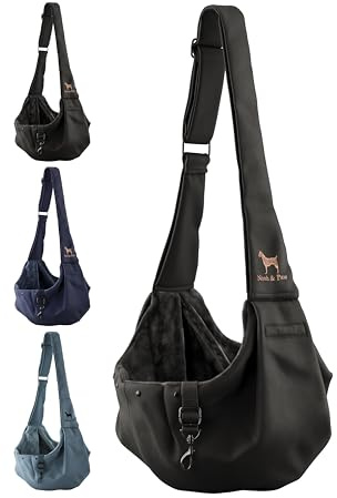 Noah & Paw Hundetragetasche für Kleine Hunde bis 5kg, Hundetasche mit Verstellbarem Schultergurt, und Weichem Fell, Doppelte Sicherheitsfunktion, Haustiere Tragetasche aus Premium Twill