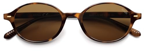 SOJOS Retro Oval Round Polarized Sunglasses Womens Mens, Small Chic Vintage Trendy Sunnies SJ2611, Brown tortoise/Brown