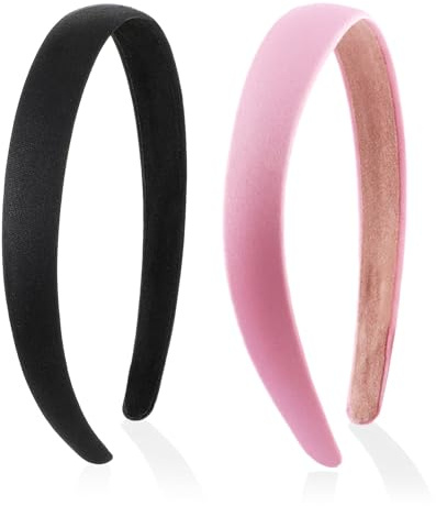 JOOTUEPO 2 Pièces Serre-Tête Satin Bandeaux, Cheveux Antidérapants Bandeaux, Bandeaux Tendance, Bandeaux Unis En Plastique, DIY Accessoires de Cheveux pour Femmes et Filles