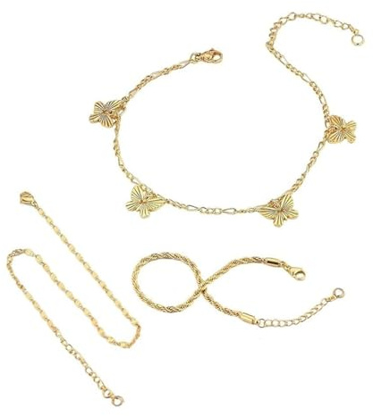 XFSRG Bracelet Cheville Femme Doré Élégant en Acier Inoxydable Chaine de Cheville Bijoux Mode pour Toutes Occasions (Papillon Doré)