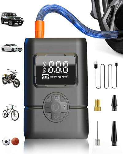 Car Tyre Inflator Air Compressor 150 PSI, Cordless Electric Car Tyre Pump with Pressure Guage, Auto Shut Off & LED Light for Car, Motorbike, Bike, Ball