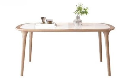 IMEITE Büro-Besprechungstisch Moderner, Schlichter, Rechteckiger Einbau-Esstisch Aus Massivem Holz, Schiefer, Wohnzimmer-Esstisch Eschenholz Esstisch(M:140XMX80CMX75CM)