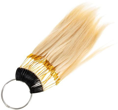 SAFIGLE Palette de Cheveux Humains Beige pour Test de Coloration et Décoloration, Mèches Lisses en Acier Inoxydable, Salon et Barbier, 1 Set pour Étudiants