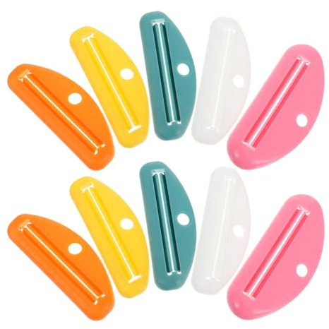 COLLBATH 10 Pièces Presse-tube Dentifrice Manuel Clip Robuste pour Dentifrice Crèmes et Pommades Organiseur Salle de Bain avec Suspendu Utilisation Maximale Du Tube