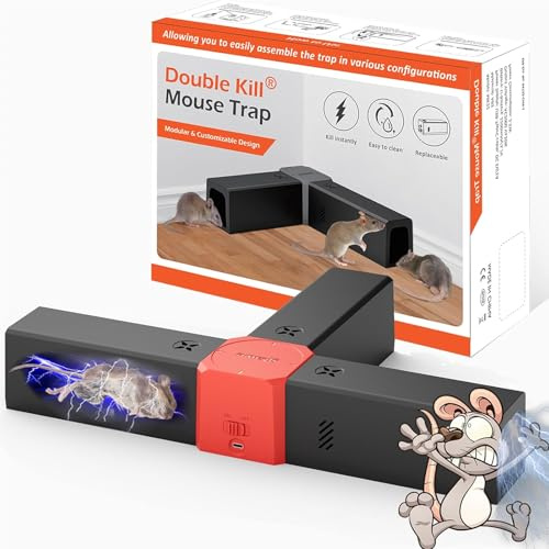 Electric Mouse Traps, Jkevow Rat Traps That Kill Instantly 2000V, Mouse Traps for Indoors, Kitchen,Garage,Warehouse -Effective on Small Mouse