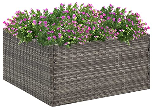 Frdhee Blumentopf Gross Draussen Pflanzkübel, Pflanzkübel Grau 80x80x40 cm Poly Rattan für Terrasse, Balkon & Garten