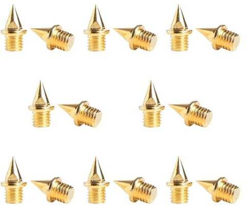 DimyFew Juego de 16 Clavos para Zapatillas de Atletismo, Metal, 7 Mm, para Carreras, Uñas Doradas Afiladas