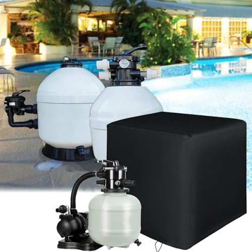 420D Oxford Pool Sandfilter Abdeckung, Schutzhülle für Poolpumpe und Filteranlage, Filteranlage Abdeckung für Außenbereich, mit Kordelzug, 68×68×72 cm