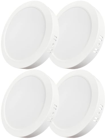 LUXULA 4 Stück LED Aufbauspot flach Weiß Ø175x34mm, 12W 1200lm, IP44 | IP44 Aufputz Spot, CCT 3000K 4000K 6000K einstellbar, Deckenlampe Aufbauleuchte für Bad, Küche, Flur und Wohnzimmer
