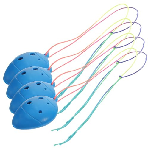 MAGICLULU Ocarina Strumento Musicale Tradizionale 6 Fori in Abs Leggero e Portatile, 4 Pezzi per Principianti e Ragazzo Ragazza Cordino Blu per Esercizi e Pratica Colore Casuale