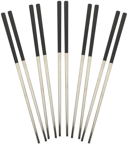 VALICLUD Set 5 Paia Bacchette da Cucina in Metallo Antiscivolo in Acciaio Inox 304, Resistenti al Calore, Superficie Lucidata e Confortevole, per Uso Domestico e Campeggio, Accessori