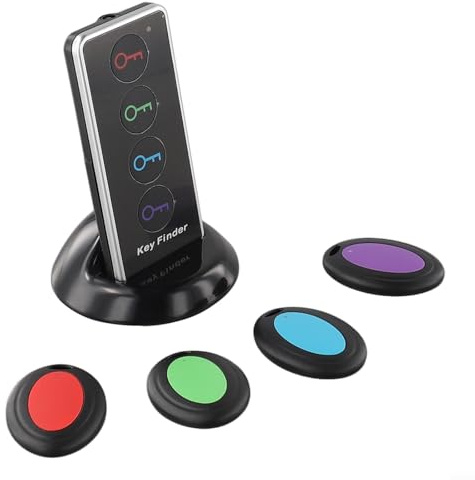 Glewi Kabelloser Schlüsselfinder, 10,2 cm, mit LED-Licht, lauter 80 dB Alarm, 30 m Reichweite, für Schlüssel, Geldbörse, Fernbedienung, Brille, Hundehalsband