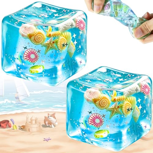 2PCS Glitter Ice Squishy Stressball | Antistressball Quetschball Stressbälle Stress Squeeze Spielzeug für Erwachsene, Anti Stress Bälle Spielzeug