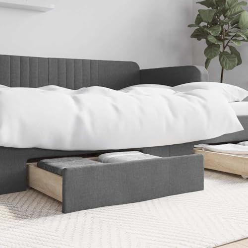 LPERTGFHU 2er Set Bettschubladen unter dem Bett, Rollkasten für mehr Stauraum, Dunkelgrau, Holzwerkstoff, 67 x 50 x 16 cm