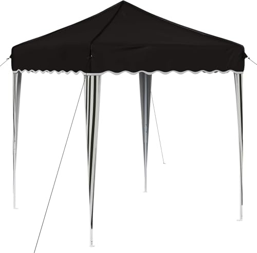 QJBSAVVA Faltpavillon 2x2m Pop-up Partyzelt Schwarz - Höhenverstellbares Gartenzelt aus Oxford-Gewebe - Stabiler Pavillon für Flohmarkt Events Grillen und Outdoor Feiern