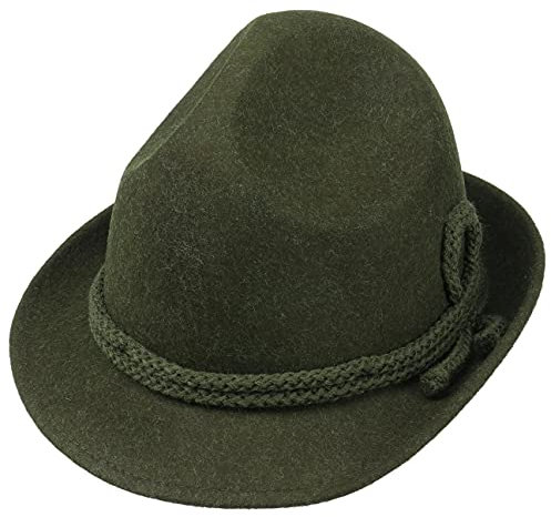 Lipodo Dreispitz Wollfilzhut Alpenhut Herren Trachtenhut Made in Italy Tirolerhut Handmade Oktoberfesthut Wasserabweisend Sommer Winter grün 62 cm