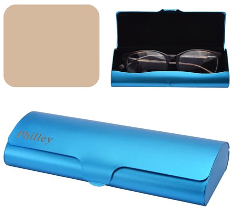 Philley Aluminium Ultra-Leichte Brillenetui Schlankes Lesebrillenetui | Hartschalen-Brilletui für Kurzsichtige, tragbar, für Reisen, aus Metall, Schutz für Damen und Herren