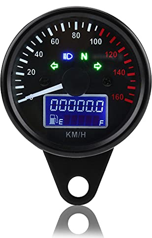Keenso Universell motorcykel digital LCD hastighetsmätare - motorcykel varvräknare hastighetsmätare 160KMH DC12V