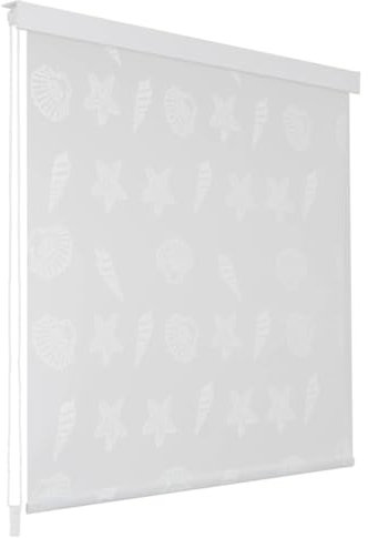 vidaXL Shower Roller Blind - Modern Bathroom Accessory, 160x240cm, Sea Star Design, Grey, Water Resistant, Easy to Clean, Pull-cord Adjustable