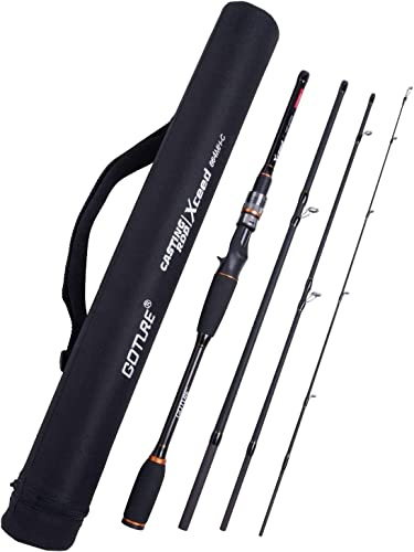 Goture Angelruten – Wurfruten gegossen und schwenkbar – tragbare Transportruten mit 2 und 4 Abschnitten, leicht, aus Kohlefaser, M, Power, MF Action, 1,98 m – 3,0 m