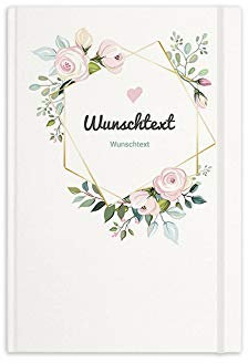 printplanet® - Notizbuch mit Name oder Text selbst gestalten - A5 Tagebuch personalisieren und bedrucken - Motiv: Flowers