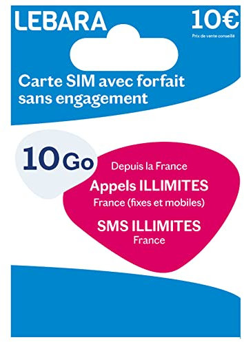 Lebara SIM - appels et SMS illimités France + 100Go en 5G - prête à l'emploi