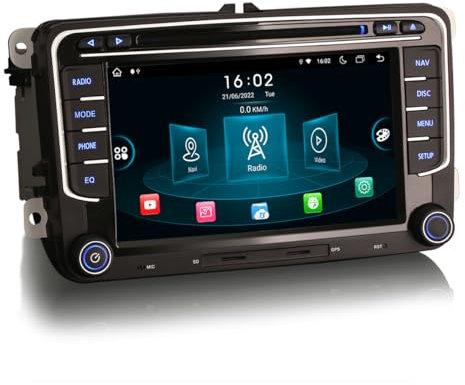 Erisin 7 Zoll Android 13 Autoradio Bluetooth GPS Navigation Für VW Golf 5/6 Passat Tiguan Touran Polo T5 Caddy Seat Skoda CarPlay Android Auto WiFi OPS DAB+ OBD2 FM RDS Canbus DVD DSP 8-Kern 4GB+64GB