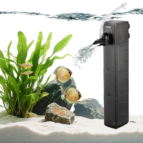 Weipro Internal Fish Tank Filter with 3-Stage Biochemical Sponge Filtration, 10W Adjustable Water Flow & Oxygenation Submersible Aquarium Filter Pump for 80l ~ 150l Freshwater, TC-900C(600L/H)