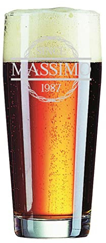 Colorfamily Bicchiere da Birra 40 cl PERSONALIZZABILE con nome e anno Incisione Since - Idea regalo