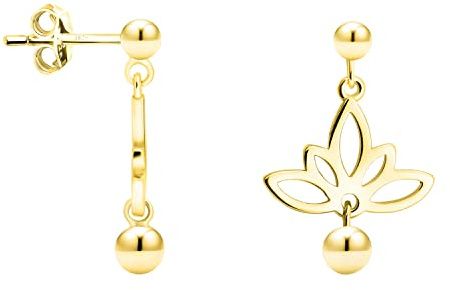 SOFIA MILANI - Damörhängen i 925 Silver - Guldpläterad - Stiftörhänge med Lotus Kula Blommor - E1786
