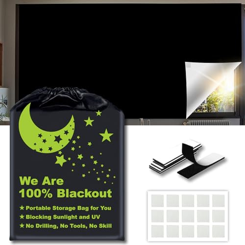 Blackout Blinds Shades [39x 59][100% Blackout Light][No Drill][DIY Cut to Any Size or Shape] Portable Temporary Travel Blackout Curtains for Nursery,Bedroom,Film Room,RV Car Windows Cover