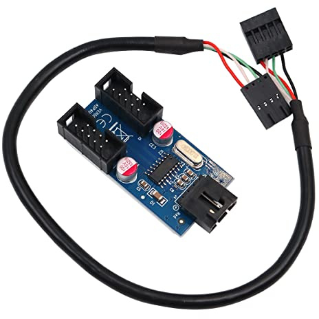 POFET 9 Pin USB Header Maschio da 1 a 2 Femmina Prolunga Splitter Connettore Adattatore con Cavo di prolunga da 30 cm