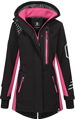 Rock Creek Damen Softshell Jacke Mantel Regenjacke Übergangsjacke Softshelljacke Damenjacke Regenmantel Outdoorjacke Kapuze D-491 Pink L