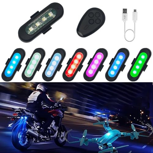 1 Pezzi 7 Colori Led Aircraft Strobe Drone Light,USB Charging Mini Riding Anti-Collision Night Signal Light,Luce stroboscopica a LED senza fili,per moto,Dirt Bike,E-Bike,auto,barche RC,Droni