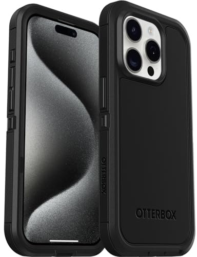 OtterBox Defender XT Hülle für iPhone 15 Pro mit MagSafe, stoßfest, Ultra-robust, schützende Hülle, 5X getestet nach Militärstandard, Schwarz
