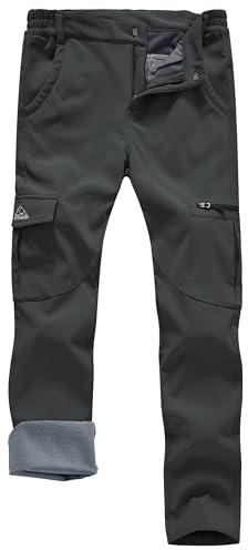 Rdruko Womens Waterproof Walking Fleece Lined Trousers Winter Thermal Outdoor SKi Hiking Camping Softshell Trousers Dark Grey M