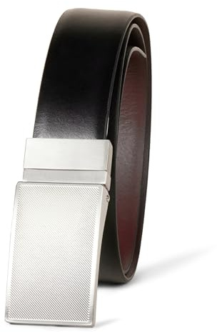 Amazon Essentials Ceinture habillée réversible en cuir pour homme, noir/marron châtain, taille 30