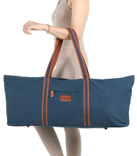 RXHOSIGAY with Multi-Functional Storage Pockets Full-Zip Extra Large Yoga Mat Tote Bag Sports Gym Pilates Bag Blue
