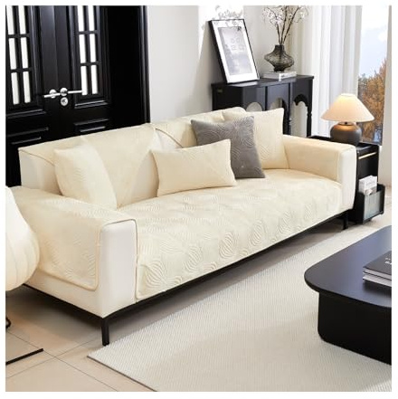 HonunG Samt Sofabezug L Form Sofa Überzug Sofadecken für Sitzfläche Sofaschoner rutschfest Waschbar 1 2 3 4 Sitzer Sofadecke rutschfest Couch Überzug Sofa Cover (Beige,70x120cm)