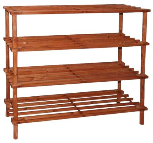 Acan Tradineur - Scarpiera in legno, 4 livelli, mobile in legno, scaffale multiuso, supporto per scarpe a due livelli, corridoio, ingresso 67 x 63 x 26 cm, colore ciliegio.