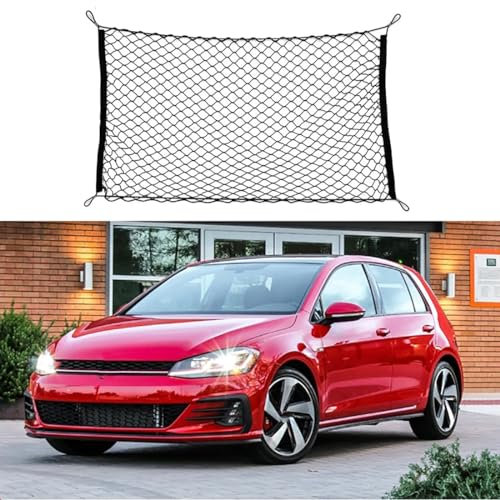 GIISH Kofferraumnetz Nylonnetz für VW Golf 7 Golf 7.5 Mk7 2013-2019, Gepäck-Organizer, Elastisches Aufbewahrungsnetz, Größe 110 X 60 cm