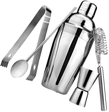 MAGICLULU 5stücke Cocktail Shaker Aus Edelstahl Sieb Set Für Mixology Cocktailmixer Set Mit Messbecher Barkeeper Werkzeuge Für Bar Und Restaurant Silber